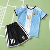 Conjunto Infantil Argentina Comemorativo Messi #10 Azul e Branco