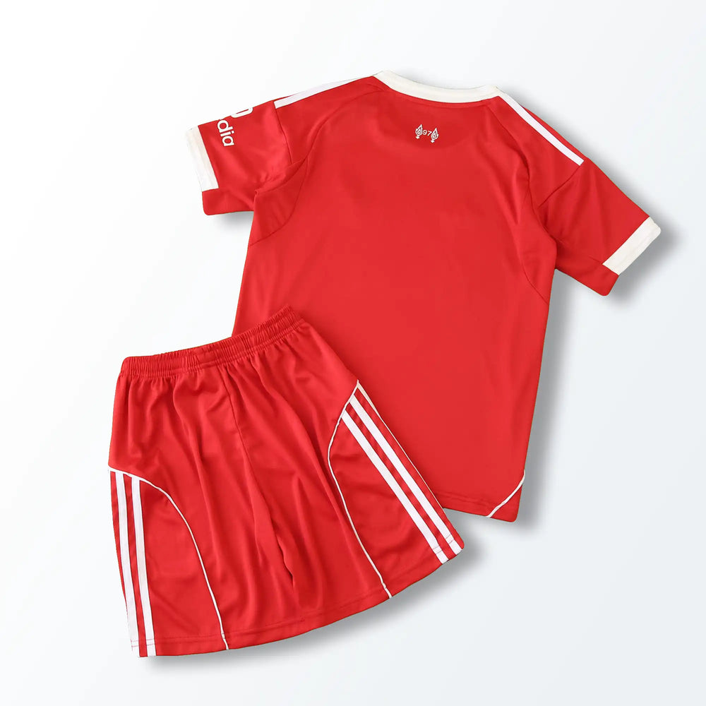 Conjunto Infantil Liverpool I 2025/26 Vermelho Adidas