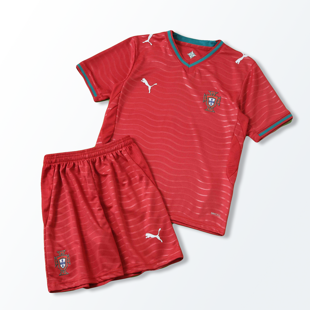 Conjunto Infantil Seleção Portugal I Copa do Mundo 2026 Vermelho Puma