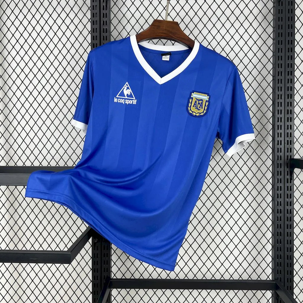 Camisa Seleção Argentina II 1986 Retrô Azul Masculina