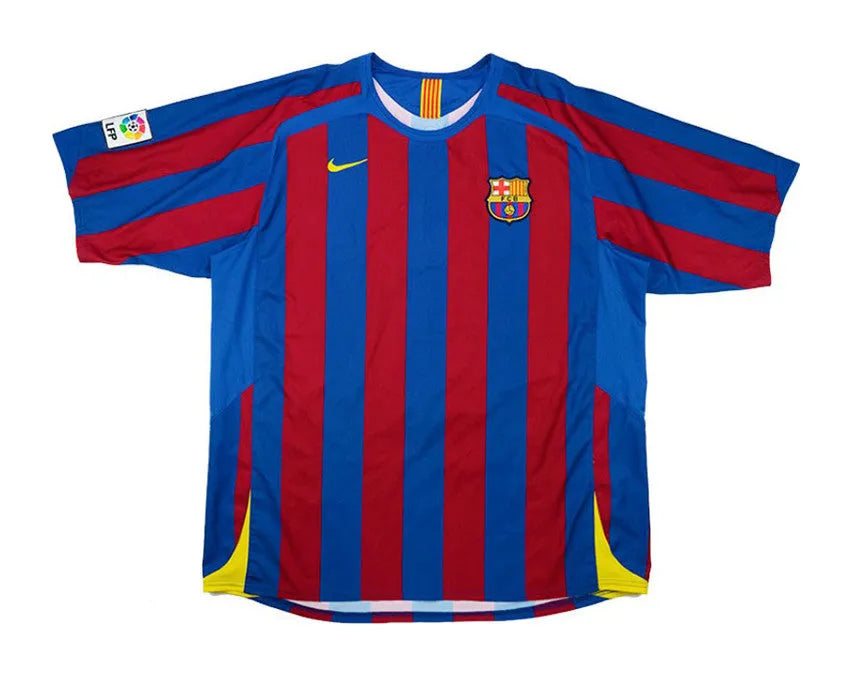 Camisa Barcelona I 2005-2006 Retrô Vermelha/Azul