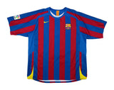 Camisa Barcelona I 2005-2006 Retrô Vermelha/Azul