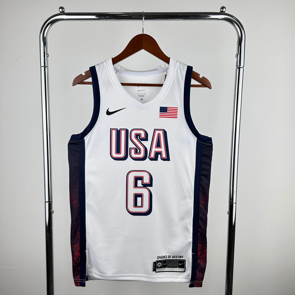 Regata Seleção Estados Unidos Olimpíadas 2024 Branca LeBron James #6