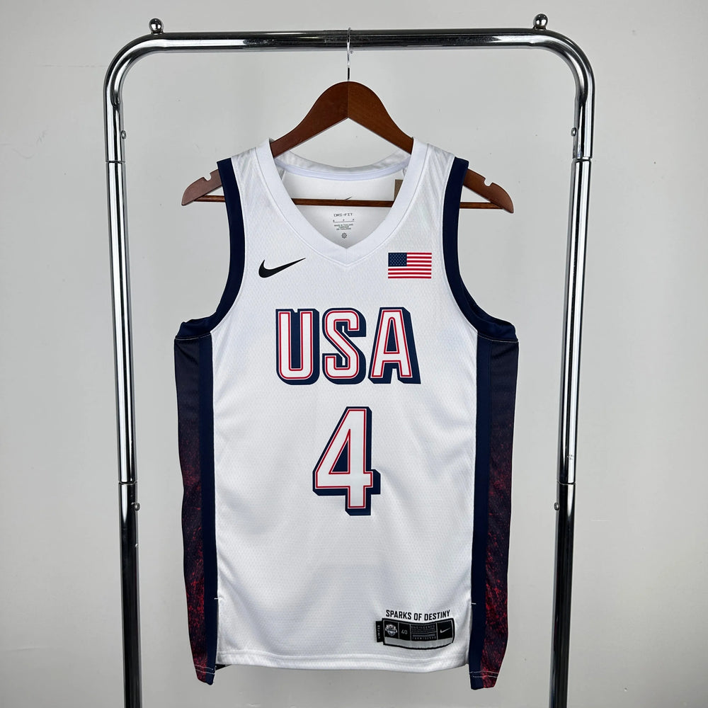 Regata Seleção Estados Unidos Olimpíadas 2024 Branca Stephen Curry #4