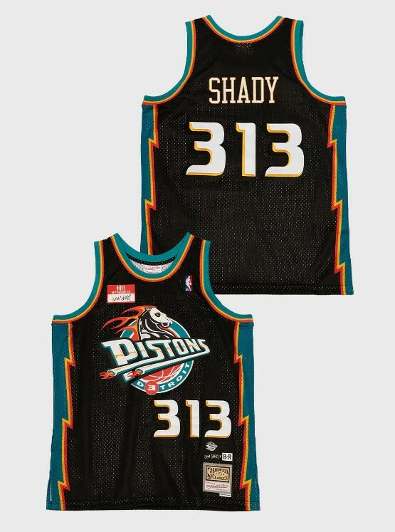 Regata Eminem X Detroit Pistons Mitchell & Ness Preta Mitchell & Ness