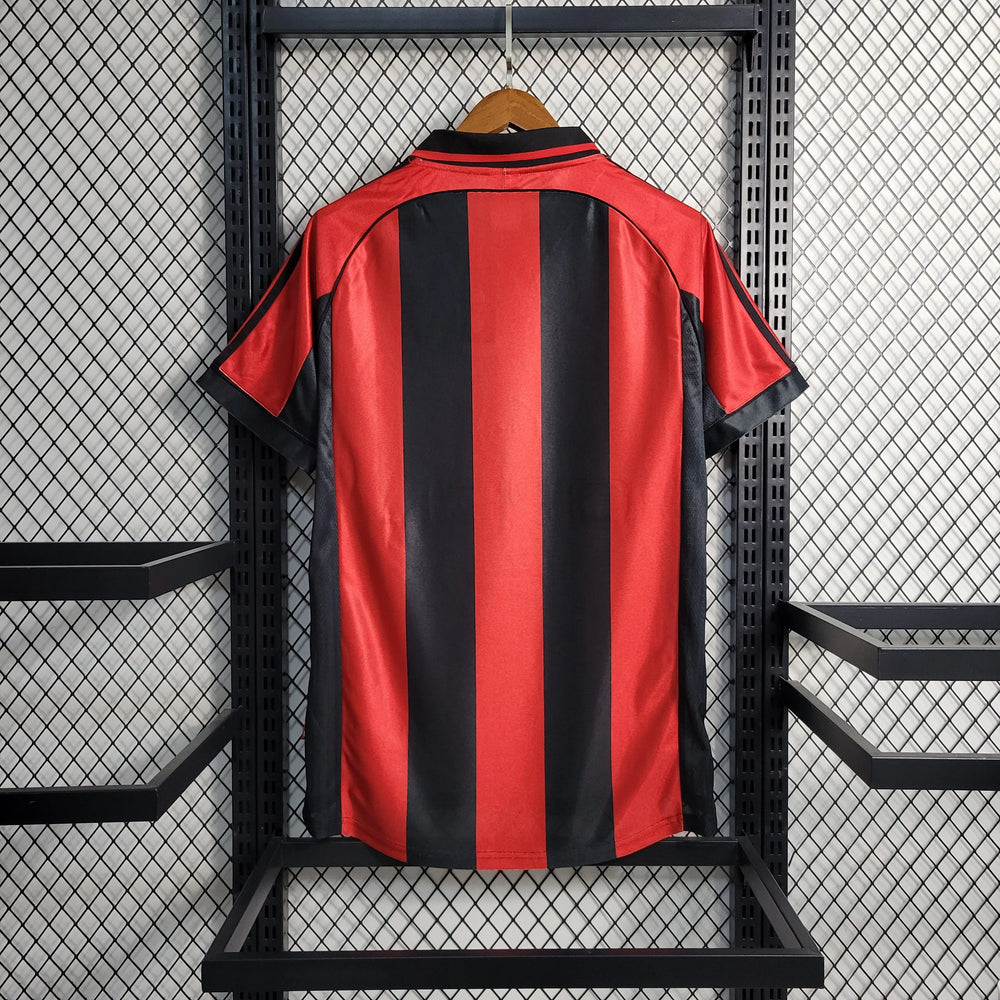 Camisa AC Milan I 1998/1999 Retrô Vermelha/Preta Masculina Adidas