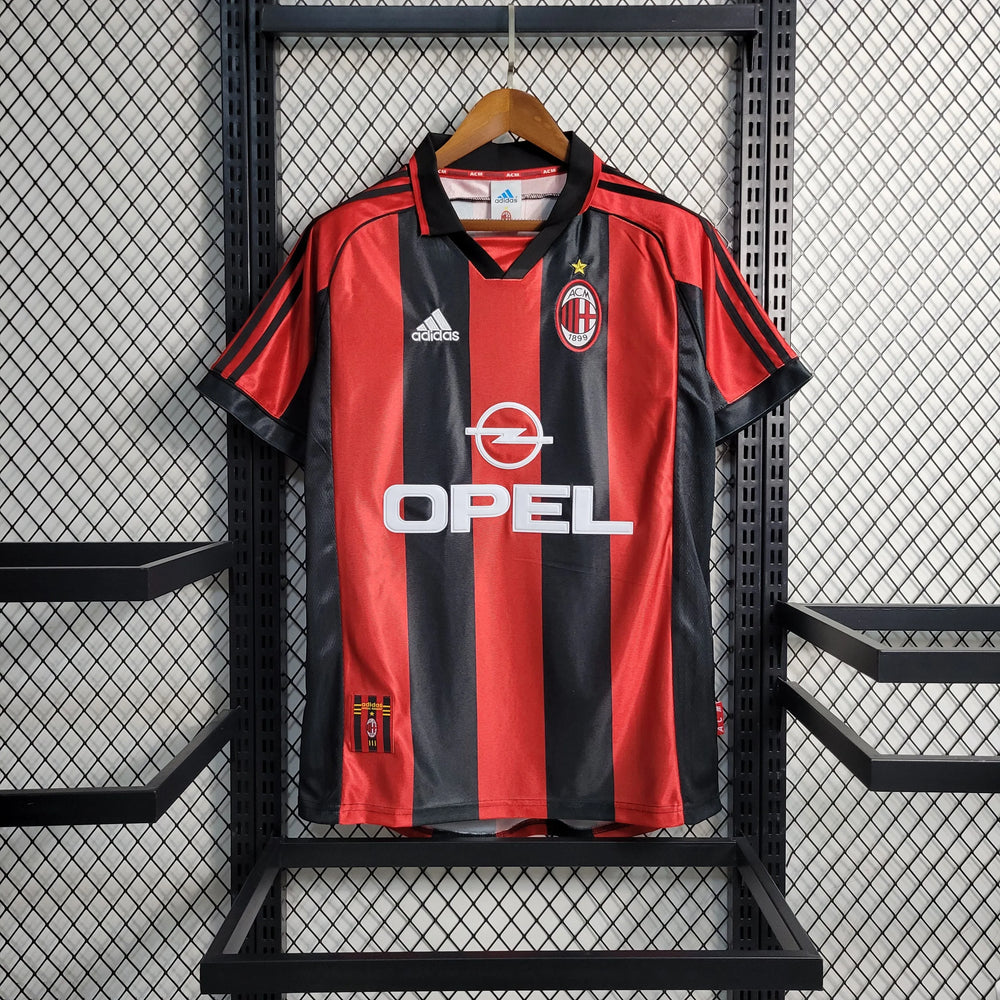 Camisa AC Milan I 1998/1999 Retrô Vermelha/Preta Masculina Adidas