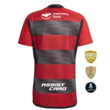 Camisa Flamengo I 23/24 Vermelha/Preta Com Patrocínio e Patches Masculina